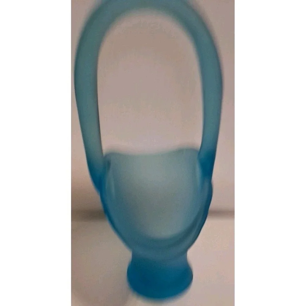Tiffin Blue Satin Glass Handled‎ Brides  Basket 11